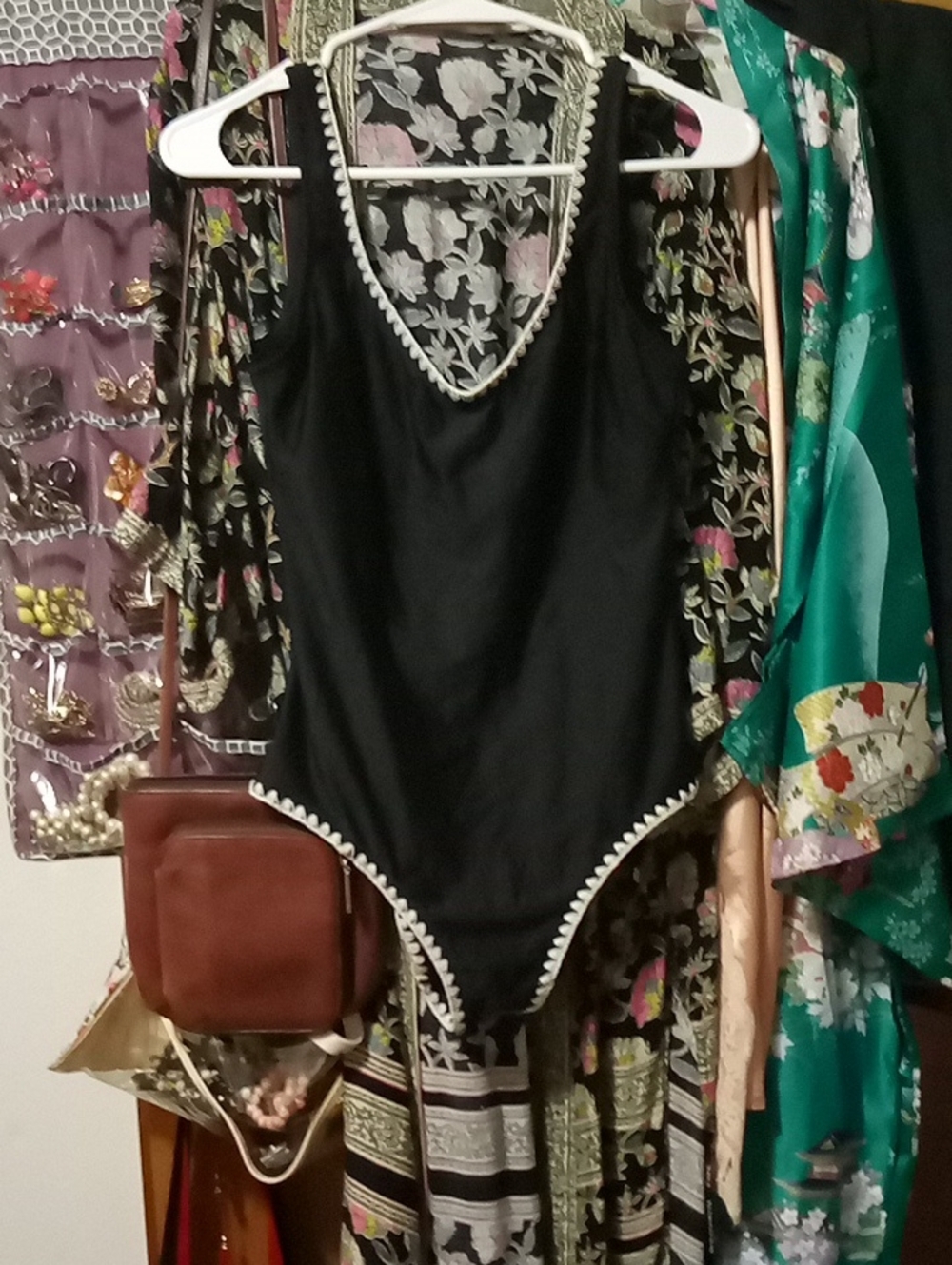 Classic Black One-Piece Swimsuit with White Trim